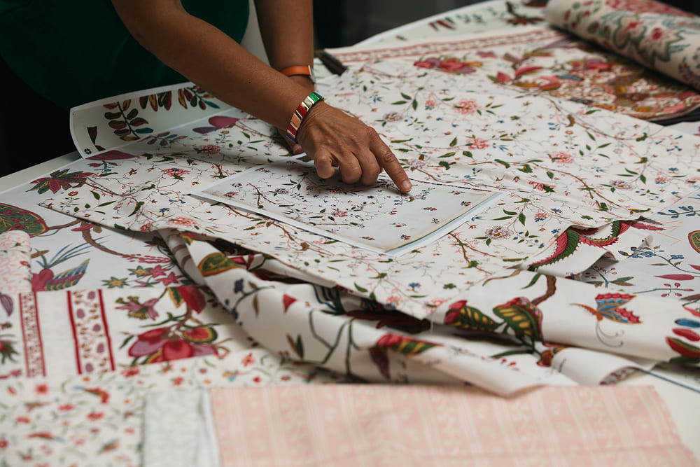 Artisan printed furnishing fabric — exclusive creation, La Manufacture MIE Made in France